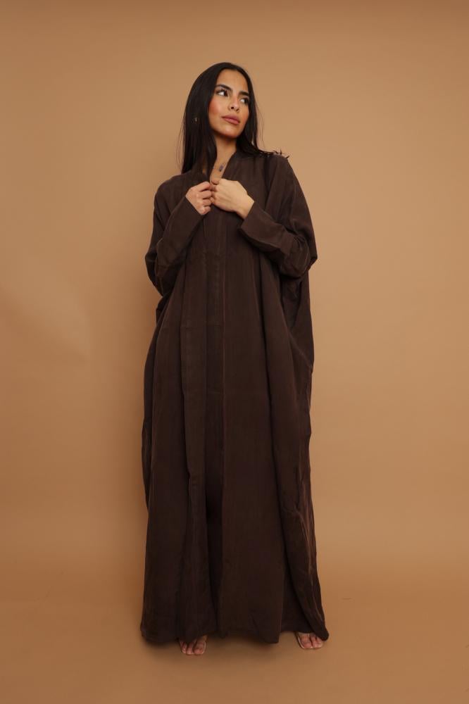 Brown Washed Silk Abaya ~