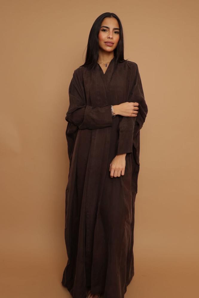 Brown Washed Silk Abaya ~