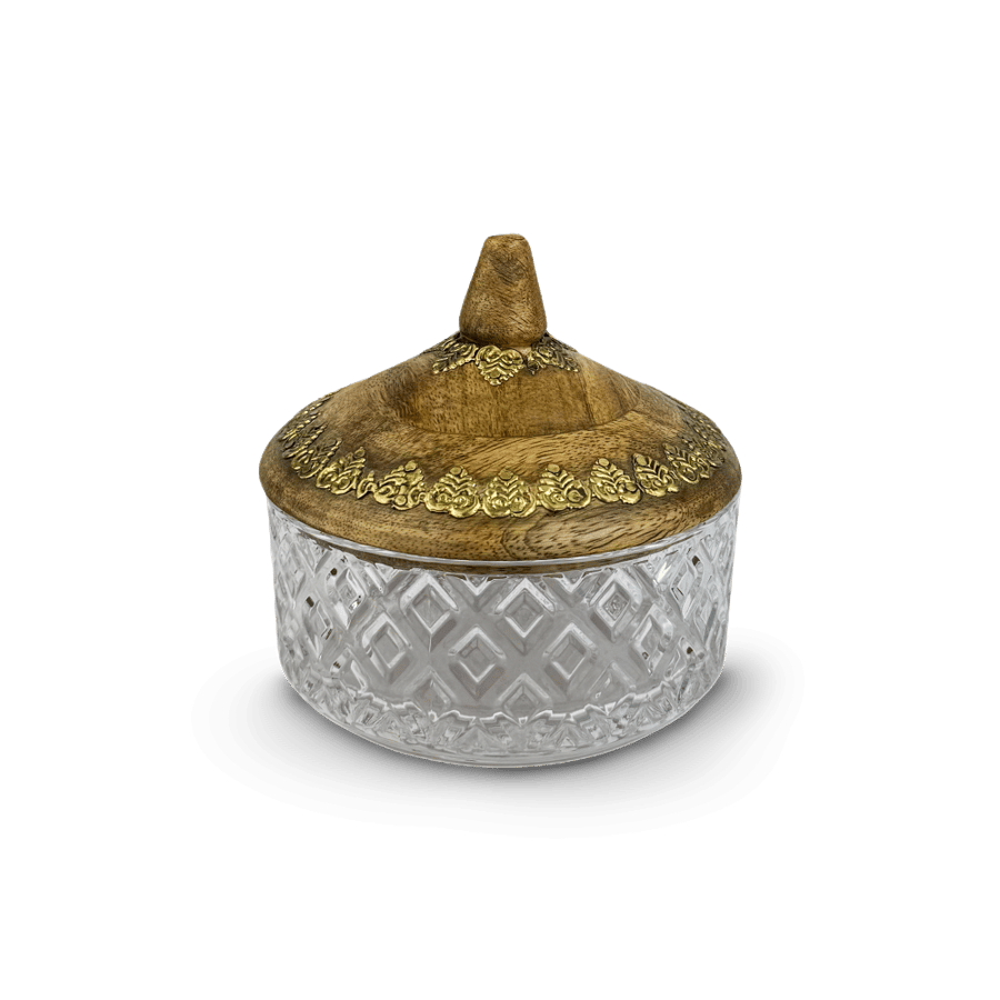 Al-Ula Incense Holder - Luxury Crystal and Honeycomb Wooden Lid