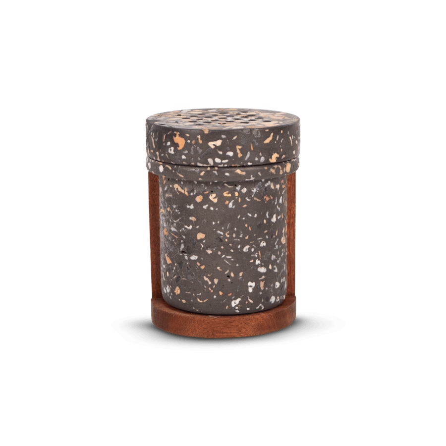 "Sondos" Incense Burner - Grey Terrazzo with Round Lid