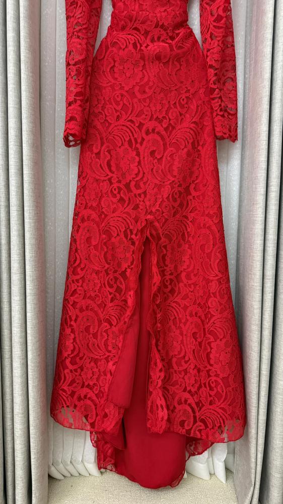 Red lace dress