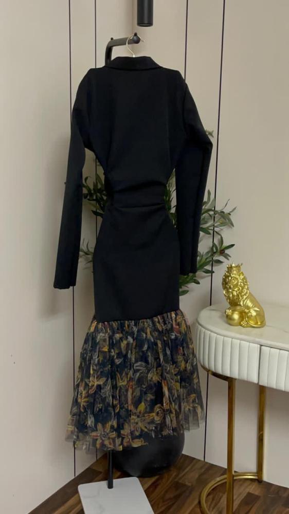 Black dress Barbie floral