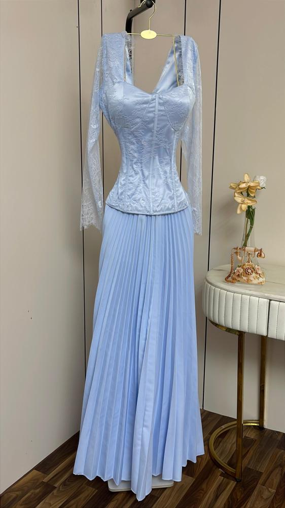 Sky blue lace dress