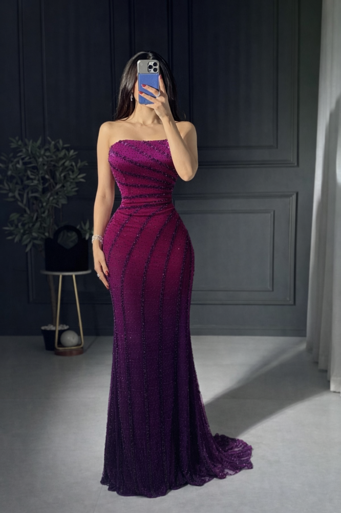 Chiffon embroidered dress with sequins