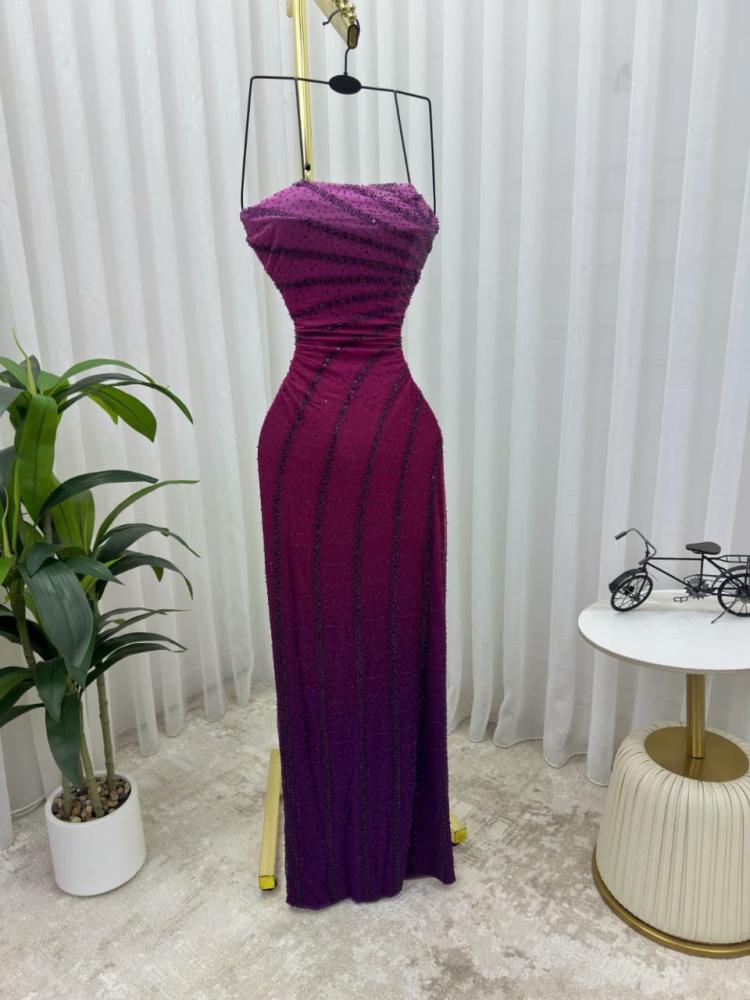 Chiffon embroidered dress with sequins