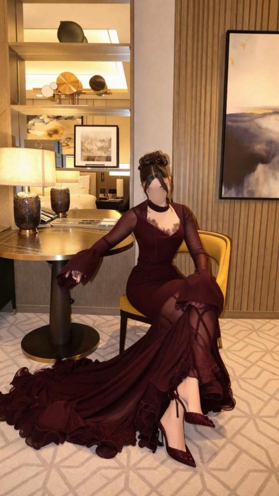 Burgundy dress French lace