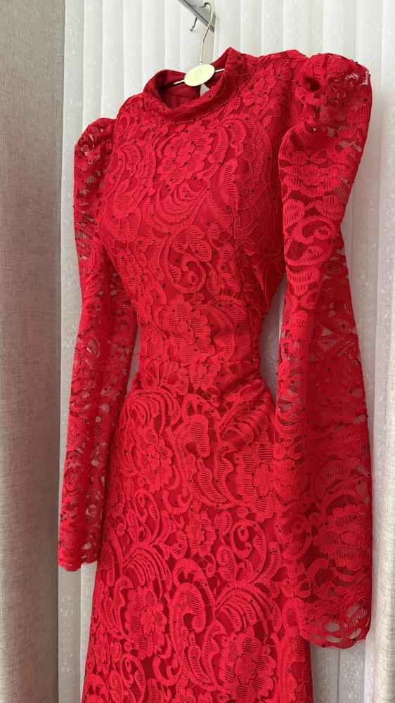 Red lace dress