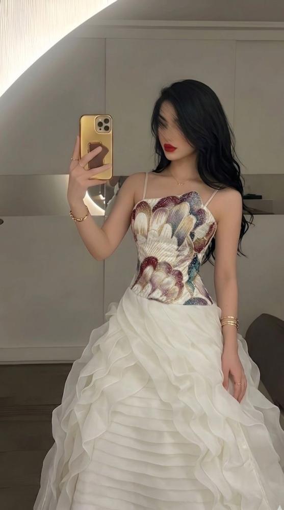 Orange chiffon dress
