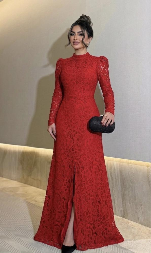 Red lace dress