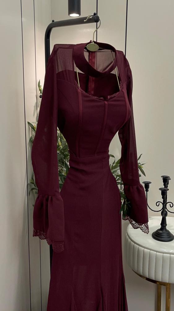 Burgundy dress French lace