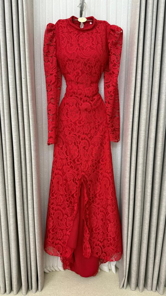 Red lace dress