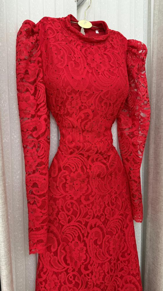 Red lace dress