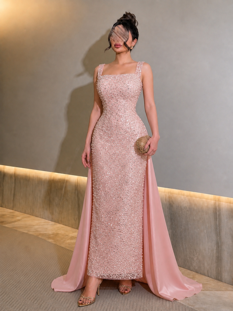 Tulle dress embroidered with sequins