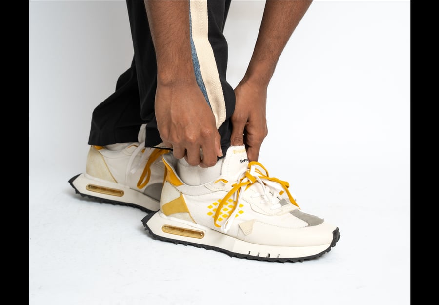 S5RACE01/LEATHER-RUNNING-WHITE/YELLOW