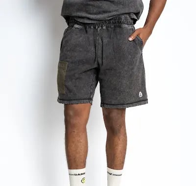 Heller Distress Washed Knit Shorts-BLACK