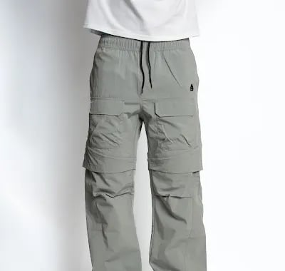 Gale Baggy Convertible Pants-LIGHT GREY