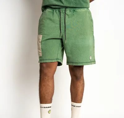 Heller Distress Washed Knit Shorts-GREEN