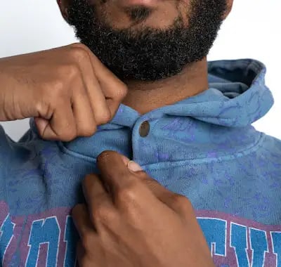 Kankakee printed Hoodie-STEEL BULE