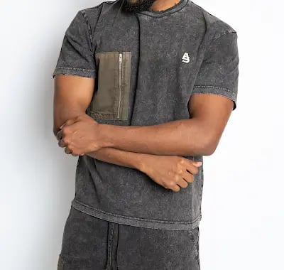 Eliot Distress Washed Tee-BLACK