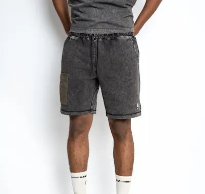 Heller Distress Washed Knit Shorts-BLACK