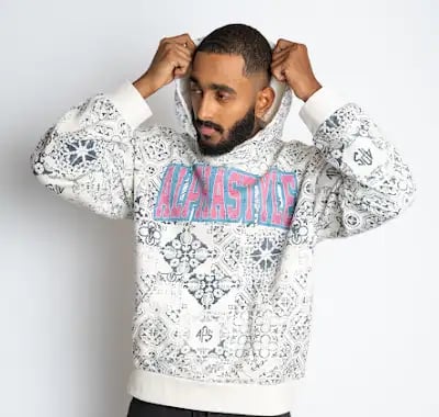 Kankakee printed Hoodie-WHEAT