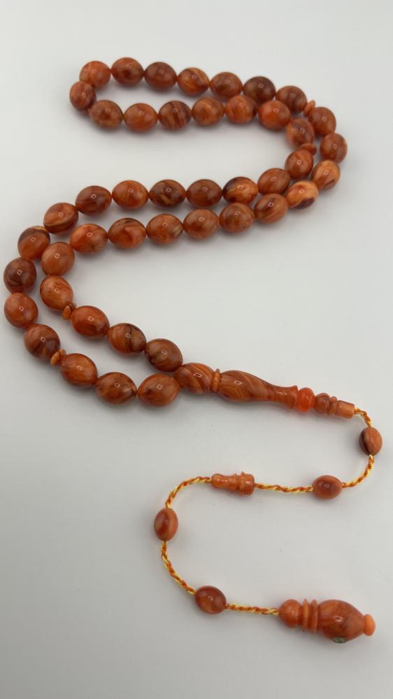 Fatoran rosary, orange color, marbled, turned, Ammar
