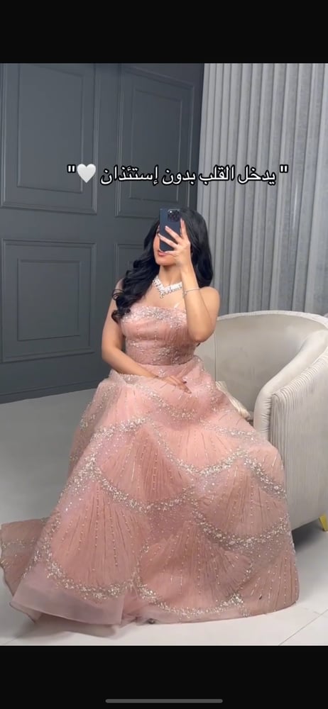 فستان سهرة خربزي بتطريز وشك يدوي فخم 049