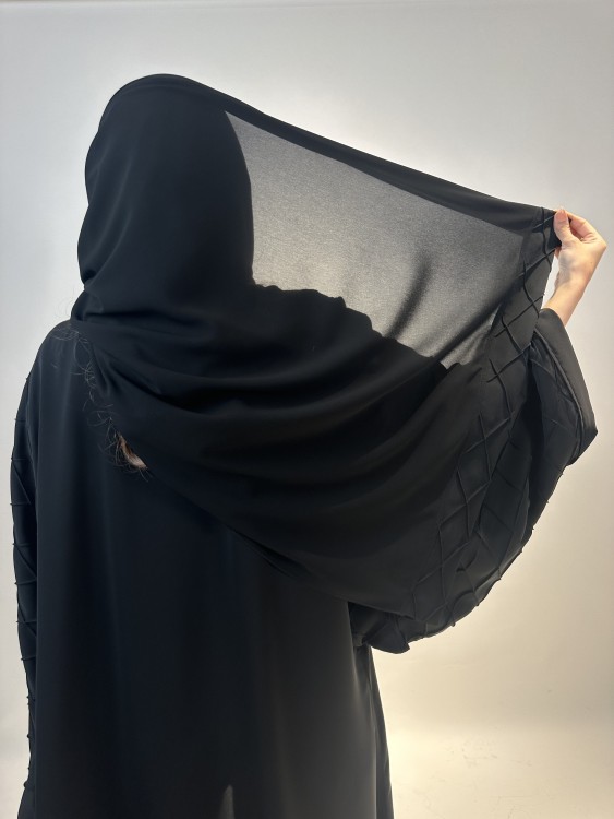عباية رويال كريب نص كلوش اسود, متجر عبايات , رويال بلاك