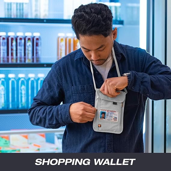 محفظة رقبة مخفية Lewis N. Clark بتقنية RFID | لحفظ الجواز والبطاقات أثناء السفر