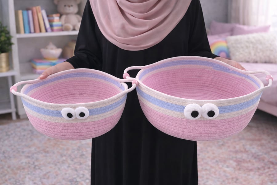 طقم سلات تخزين وترتيب كشخة وعملية بألوان زاهية! قطعتين