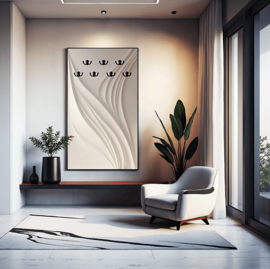 لوحة عبايات بتصميم خطوط منحنية تنساب فوق الجدار C6181