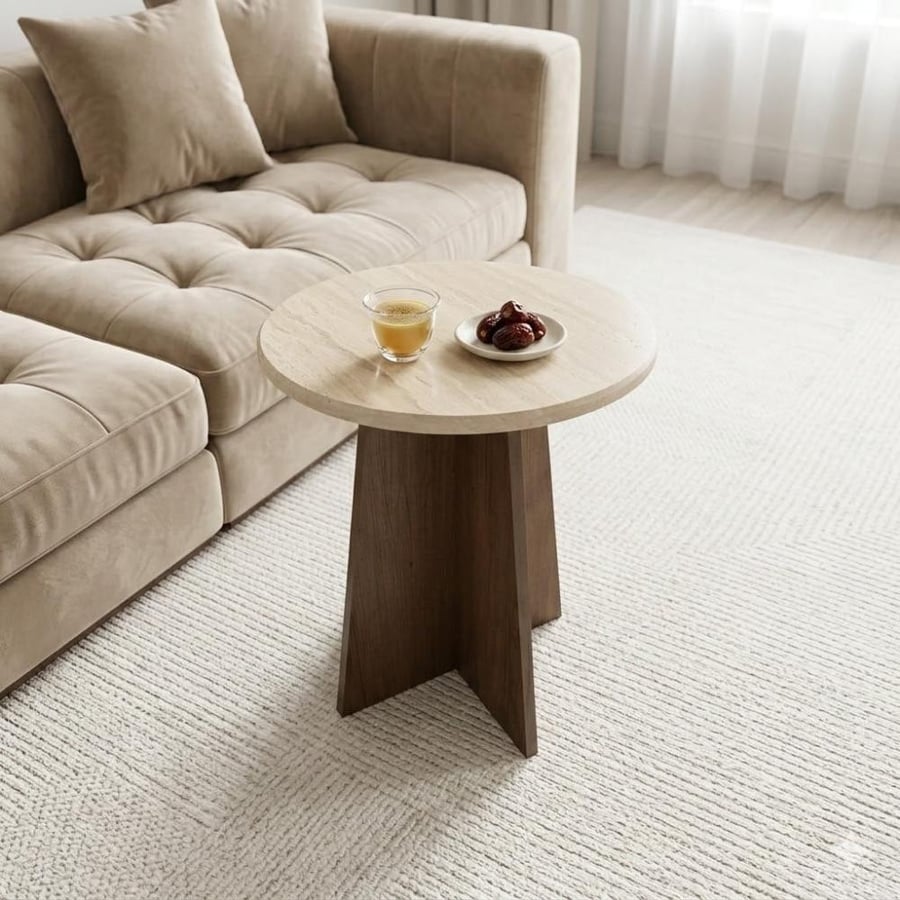 Luxury wooden serving table with a wide, thick surface and a sturdy base - for a beautiful and comfortable coffee session