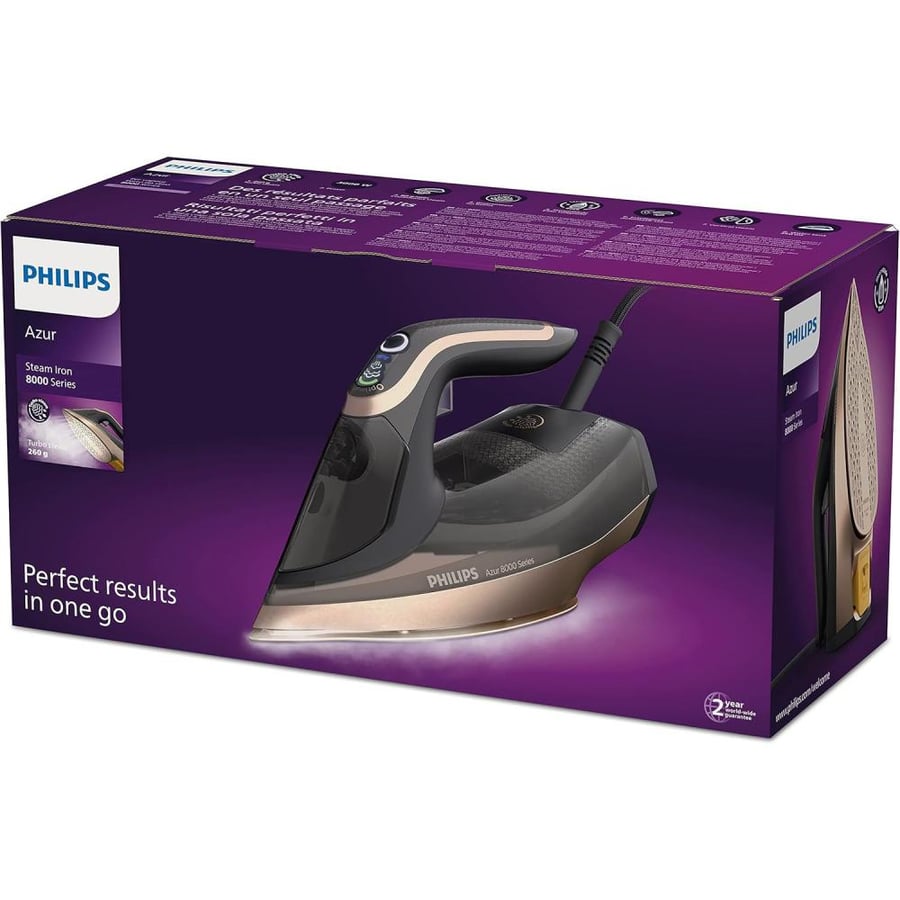 Philips Azur 8000 Series Steam Iron 3000W 90g/min 260g Steam Boost Black – DST8041/86