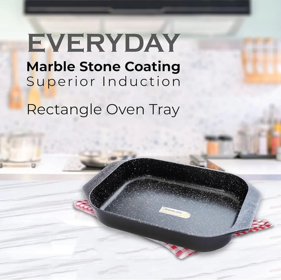 Mueller Kitchen Rectangular Oven Tray, 4.4 L, 35 cm, Made of Cast Aluminum (German Non-Stick Marble Granite Coating Technology), PFOA Free - MK-3026