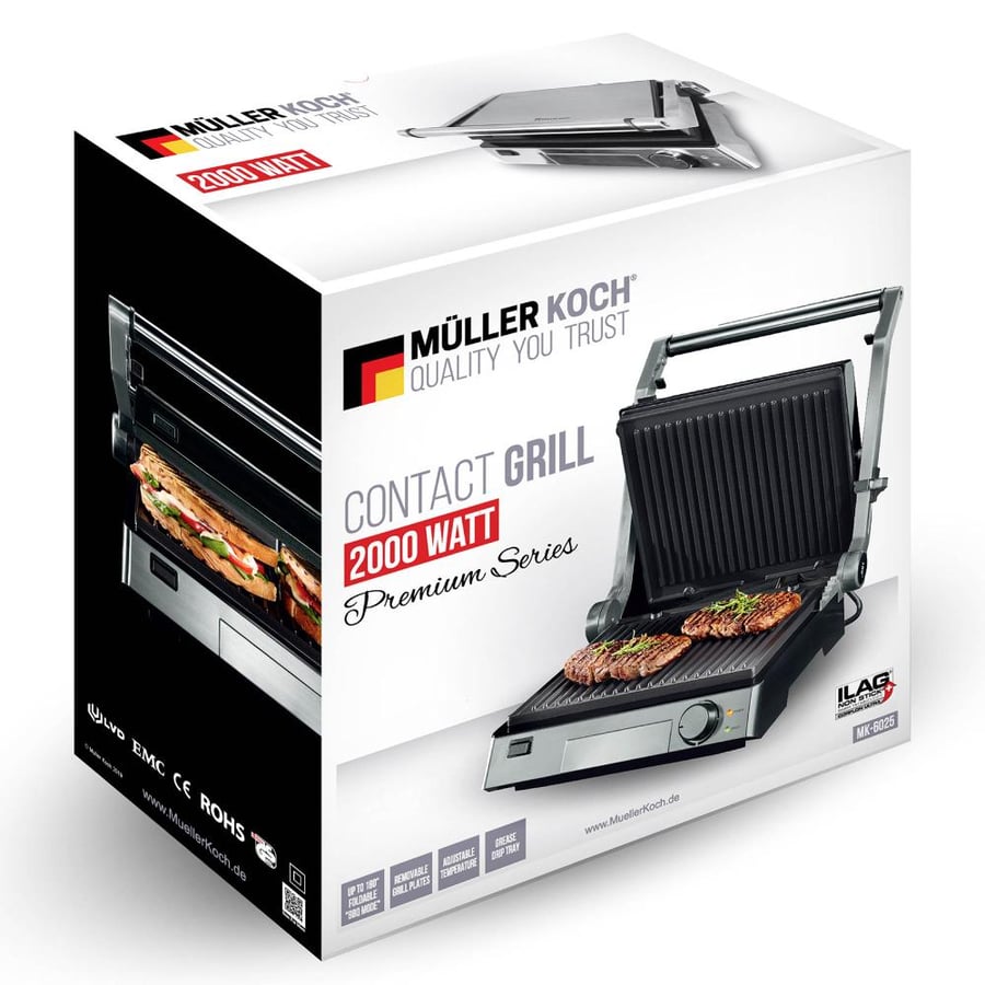 Muller Koch Electric Grill 2000W Steel Color - MK-6025