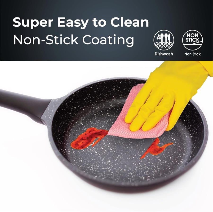 Müller Kitchen 24cm Cast Aluminum Cooking Frying Pan (German Non-Stick Marble Granite Coating Technology), PFOA Free - MK-3020
