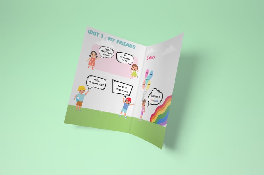 تصميم مطوية باللغة الأنجليزية او العربية (بدون طباعة)