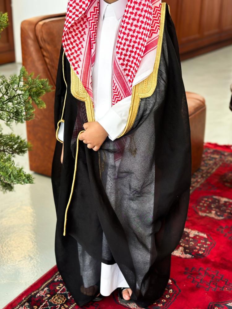 Black embroidered Bisht with name