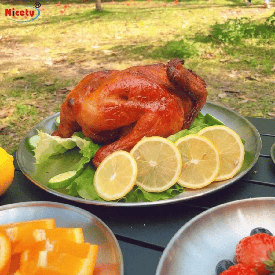 Round stainless steel serving trays from Mas cookware