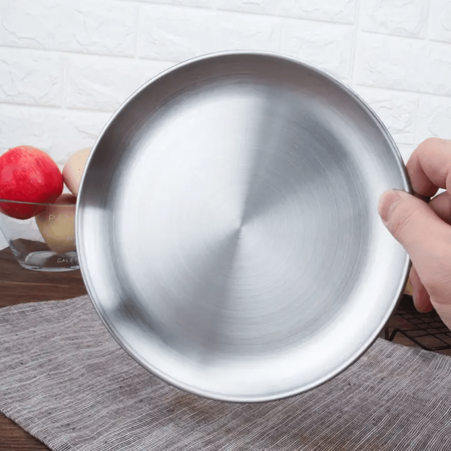 Round stainless steel serving trays from Mas cookware