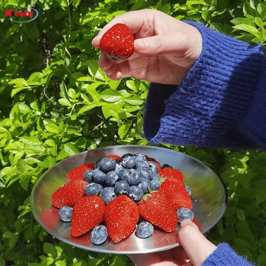 Round stainless steel serving trays from Mas cookware