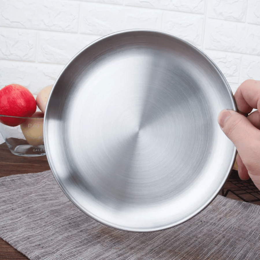 Round stainless steel serving trays from Mas cookware