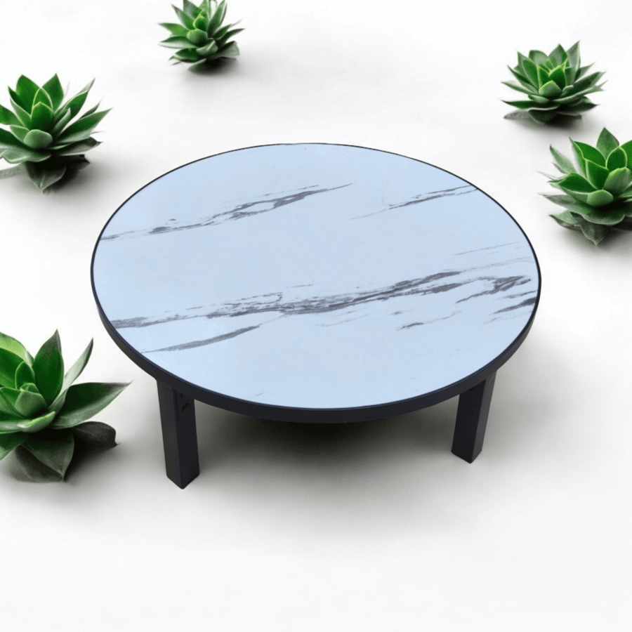 Wooden serving table foldable white marble