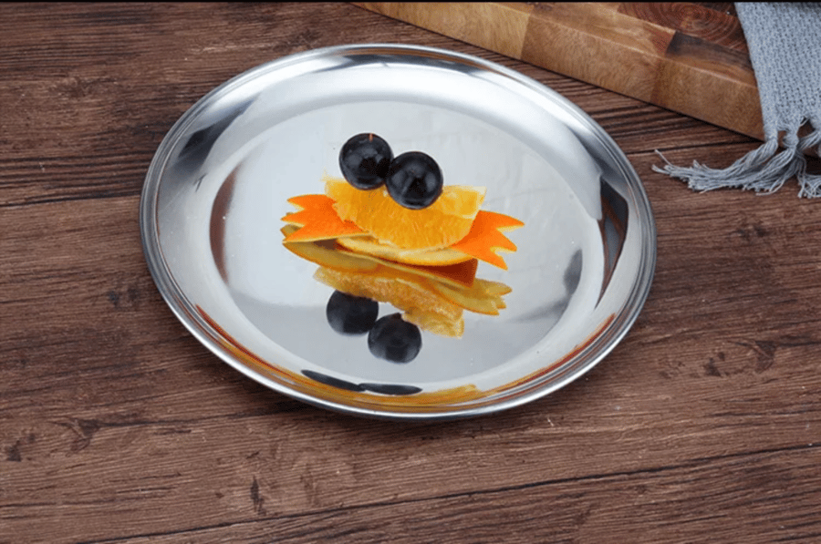 Round stainless steel serving trays from Mas cookware