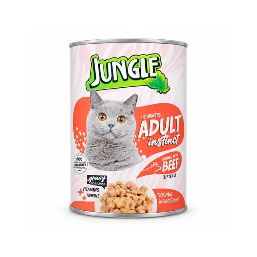 جنغل طعام رطب للقطط البالغة بلحم البقر – 415 جم Jungle Wet Cat Food for Adult Cats – Beef – 415g