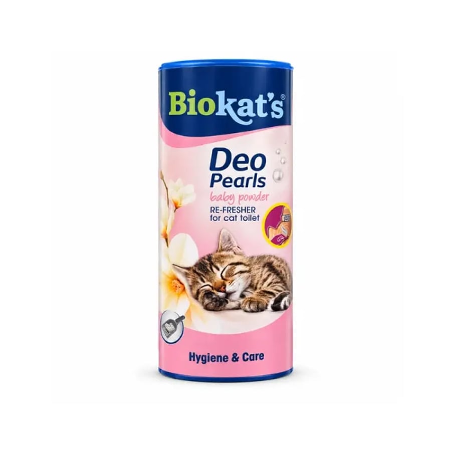 بيوكاتس ديو بيرلز معطر رمل القطط برائحة بودرة الأطفال Biokat's Deo Pearls Baby Powder Scented Cat Litter Deodorizer