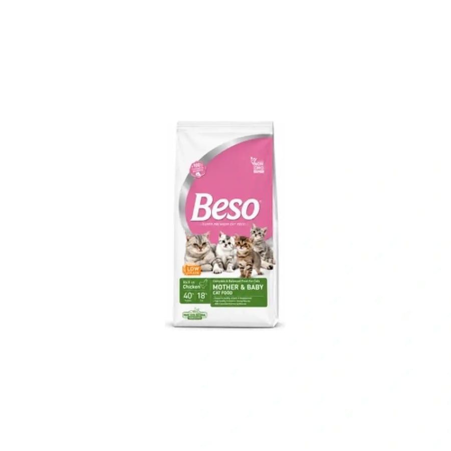 بيسو بريميوم طعام جاف كامل ومتوازن للقطط الأم وصغارها غني بالدجاج 2 كجم| Beso Premium Mother & Baby Cat Food Rich in Chicken