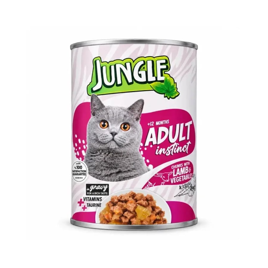 جنغل طعام رطب للقطط بالضأن والخضار – 415 جم Jungle Wet Cat Food with Lamb and Vegetables – 415g
