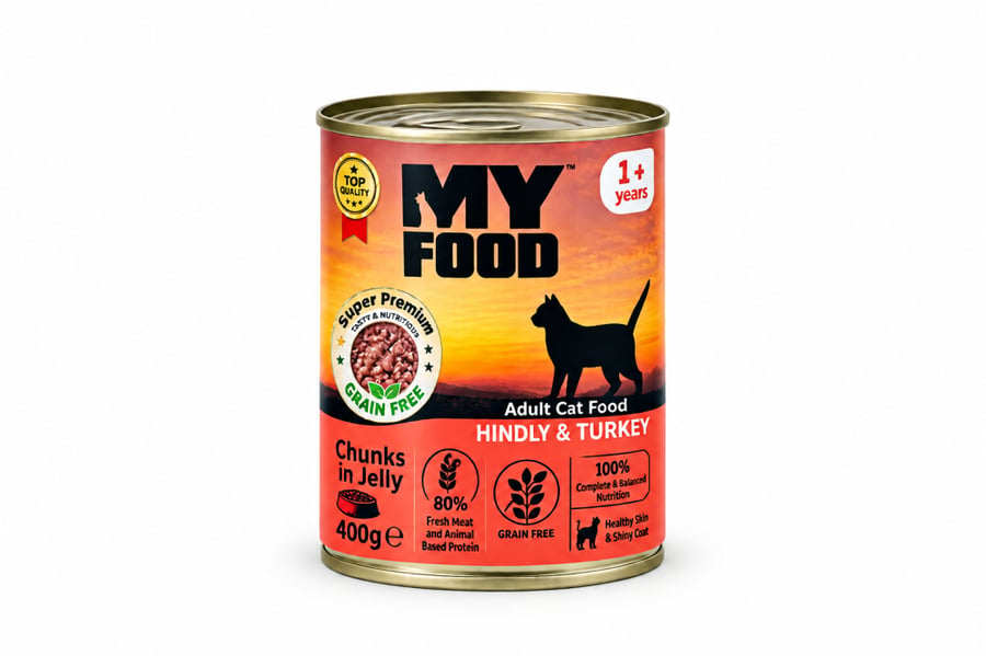 ماي فود طعام قطط بالغين بالديك الرومي وقطع بالجيلي –400 جرام  MY FOOD Adult Cat Food Hindili / Turkey