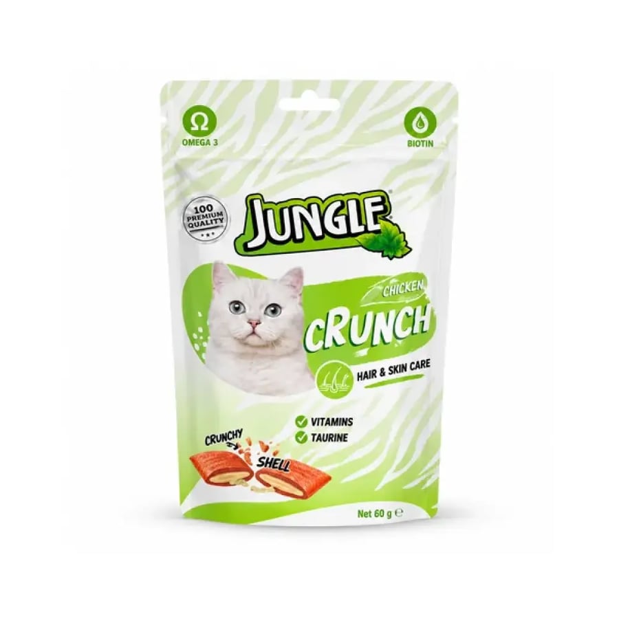 جنغل كرانش مكافآت القطط بالدجاج 60 جم Jungle Crunch Chicken Cat Treats 60g